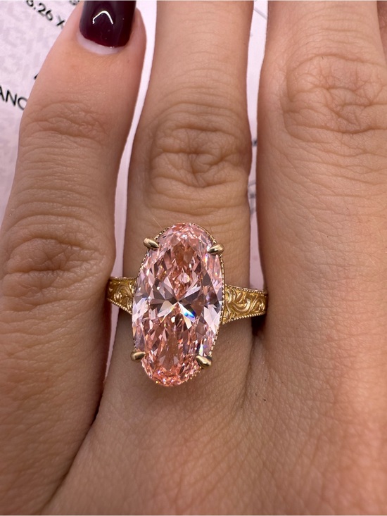 Jewelry - 4.49 carat fancy vivid pink VS1 oval diamond engagement ring vintage style